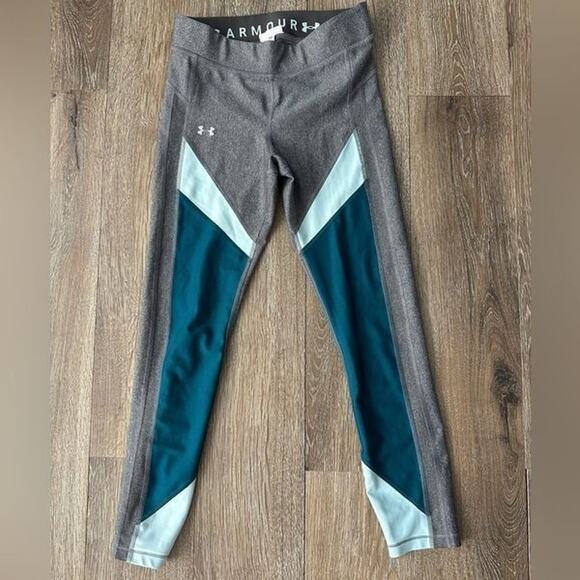 Under Armour women’s small cropped leggings compression grey and teal - Picture 1 of 2